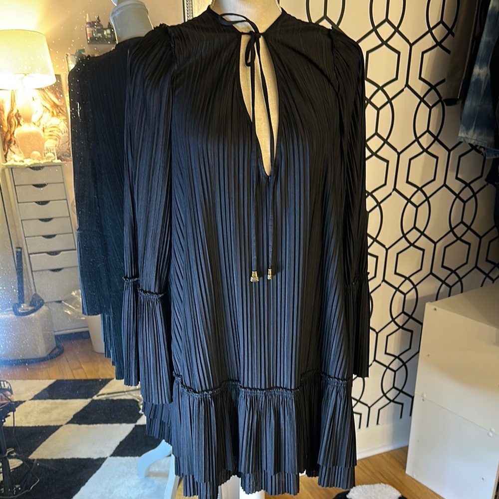 Free people can’t help it plisse black dress